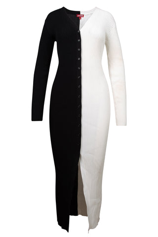 Shoko Colorblock Ribbed Sweater Dress in Black/White | (est. retail $165)