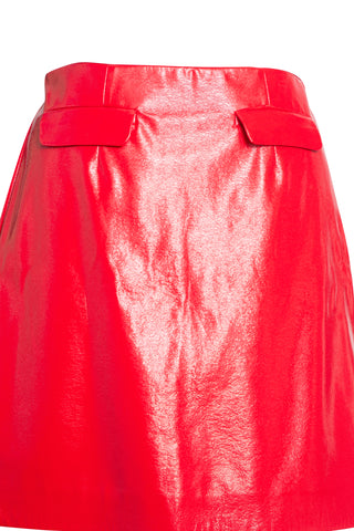Red Faux Pocket Skirt