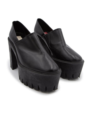 Black Platform Heeled Loafer
