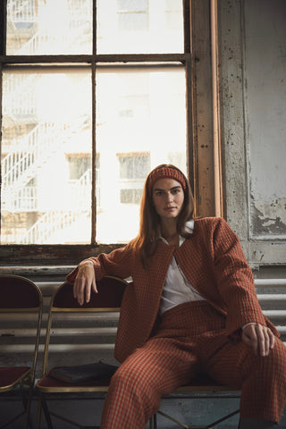 Laura Jacket in Orange Check | (est. retail $690)
